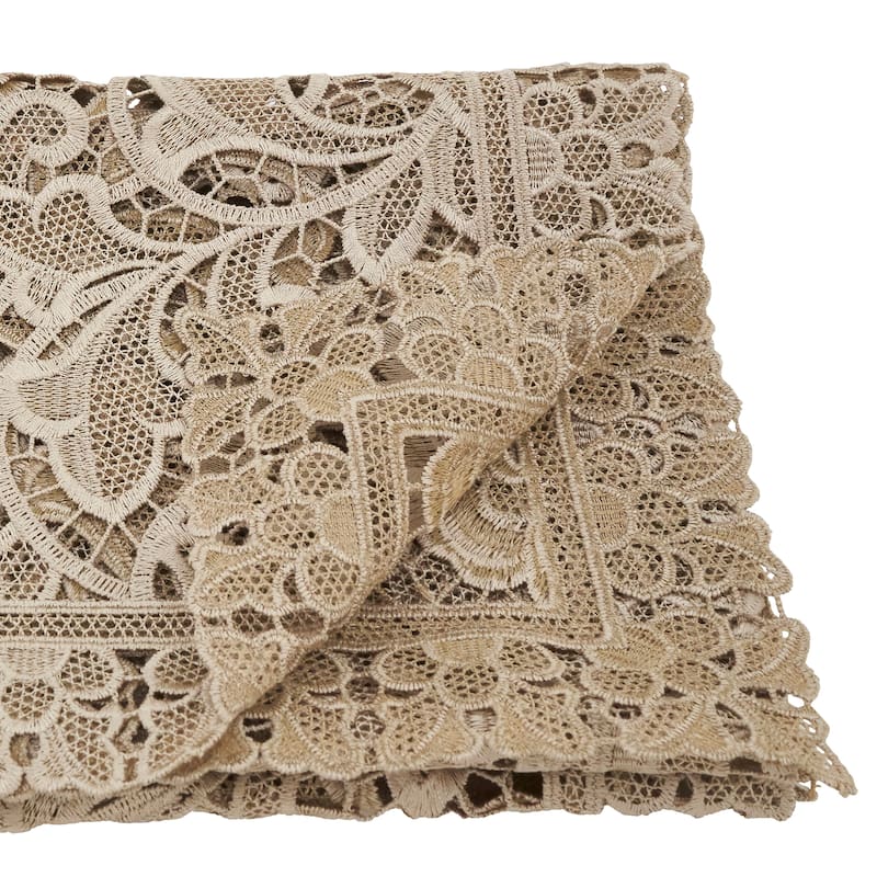 Vintage Lace Table Runner With Floral Design