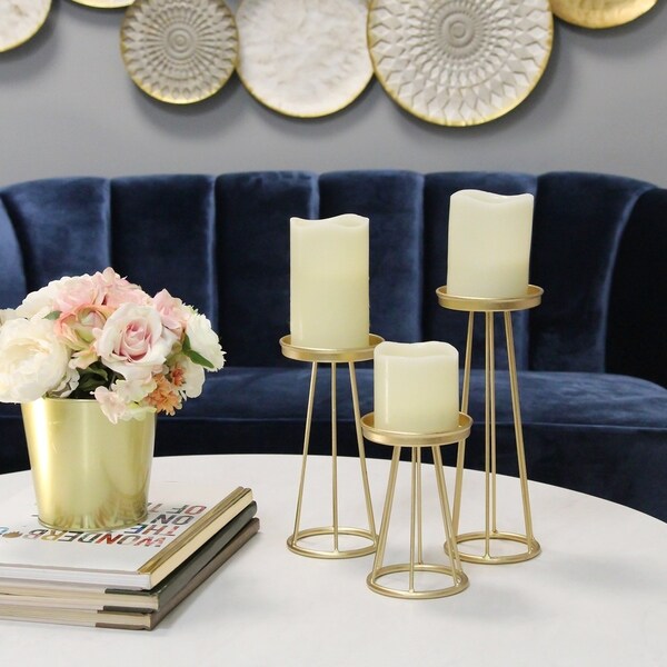 Silver Orchid Menichelli Gold Metal Candlestick (Set of 3)