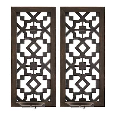 The Curated Nomad Theld Boho Laser-cut Candle Sconce (Set of 2)