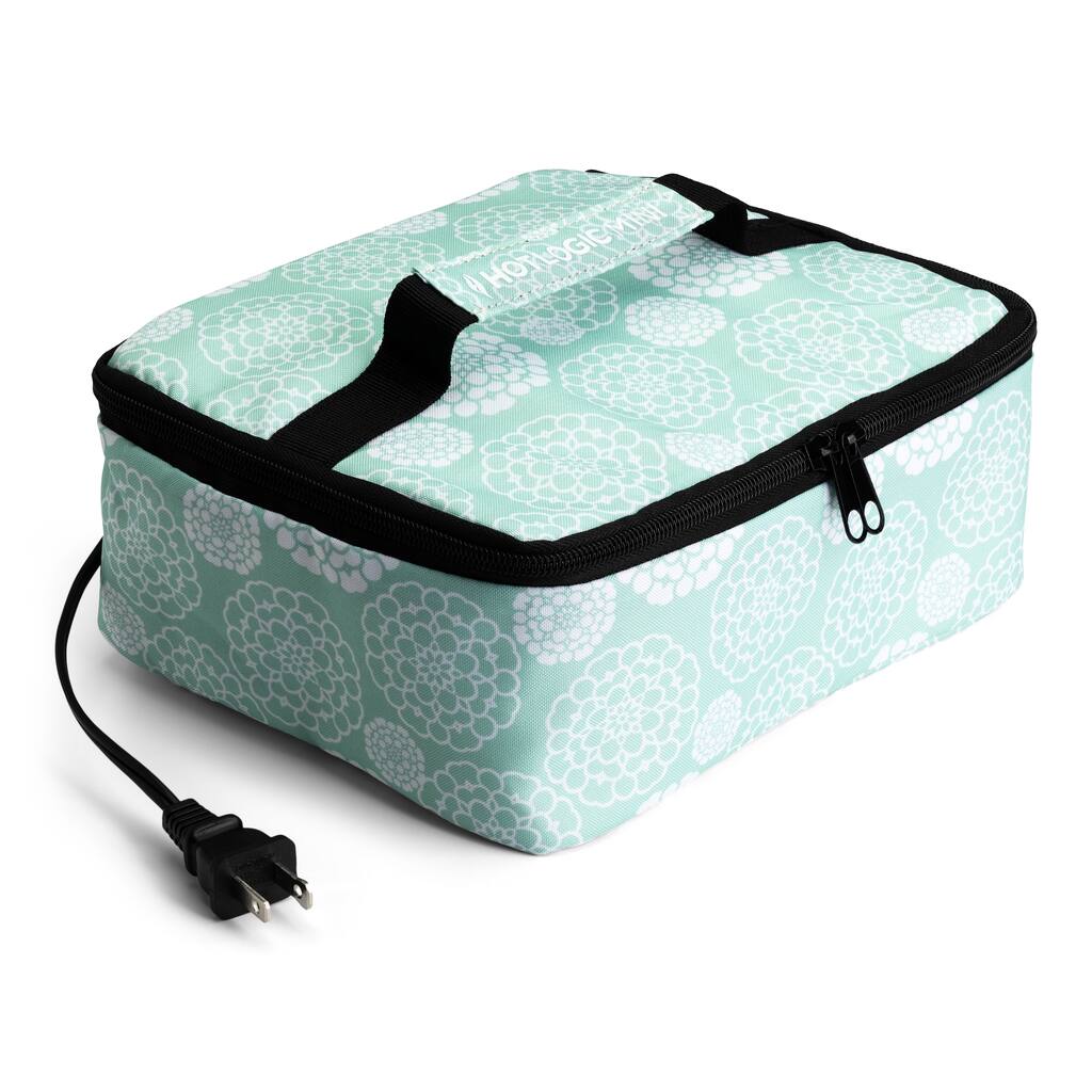 HOTLOGIC Food Warming Tote, Lunch Bag 120V, Aqua Floral