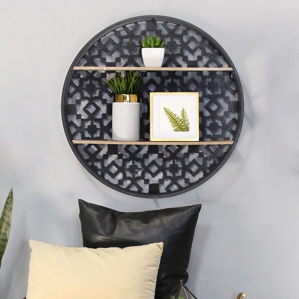 The Curated Nomad Theld Oversized Decorative Boho Wall Shelf. Opens flyout.