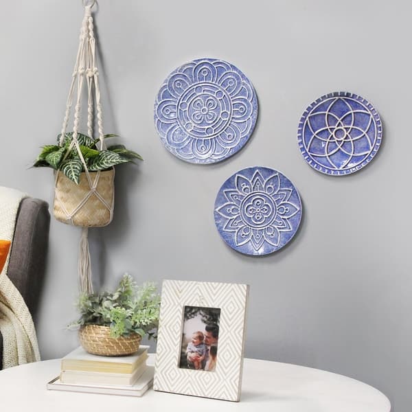 Stratton Home Decor Set Of 3 Mykonos Metal Plates Wall Décor Set Of 3 Mykonos Metal Plates Wall
