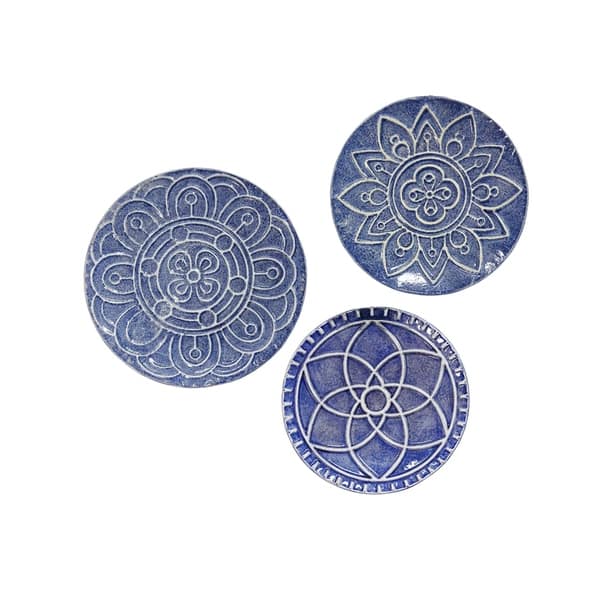 Stratton Home Decor Set Of 3 Mykonos Metal Plates Wall Décor Set Of 3 Mykonos Metal Plates Wall