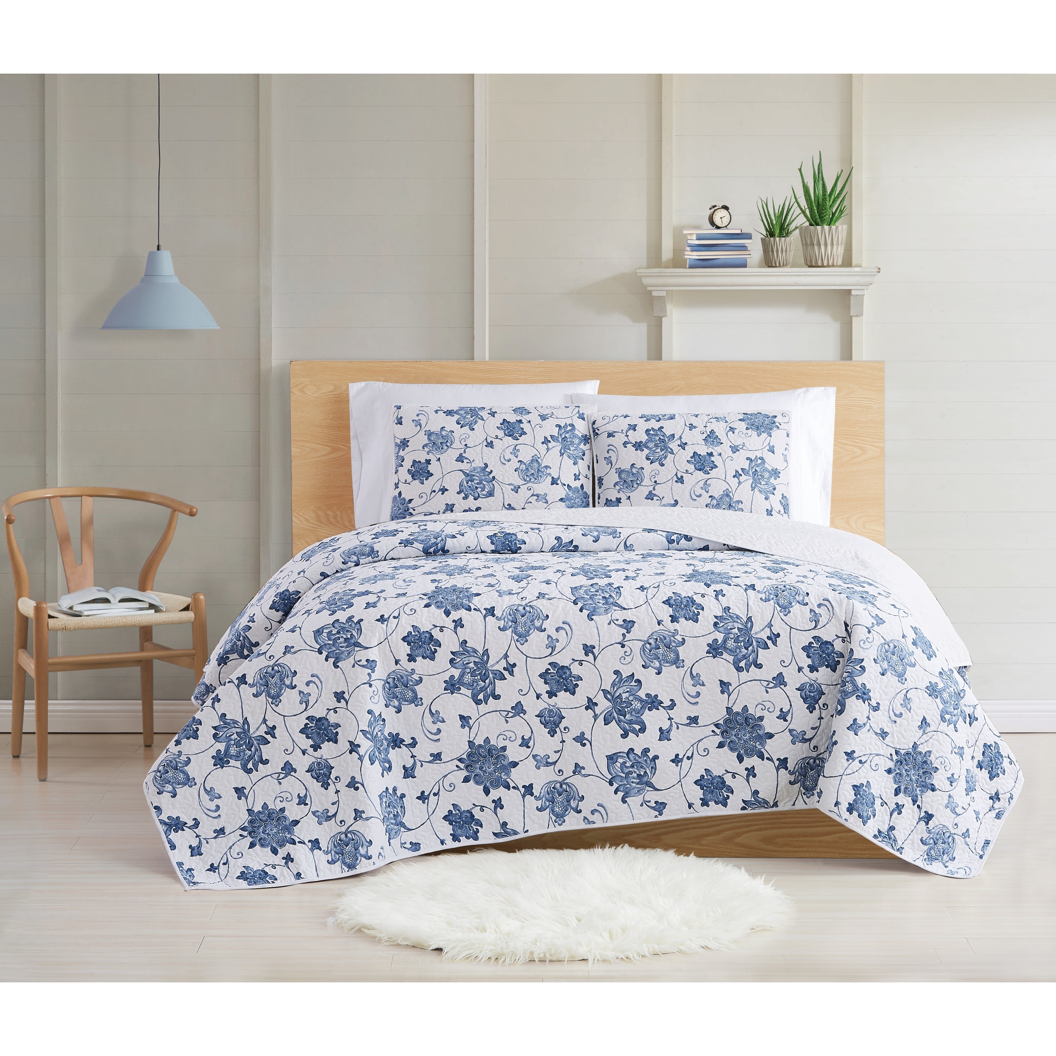 Bedspread Sanatoga Reversible 100%Cotton 3-Piece Queen-Size Quilt Set Coverlet 