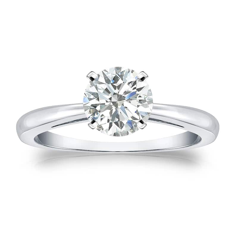 Auriya 14k Gold 1ctw Solitaire Diamond Engagement Ring Certified (G-H, SI2-I1) - White - 4.5
