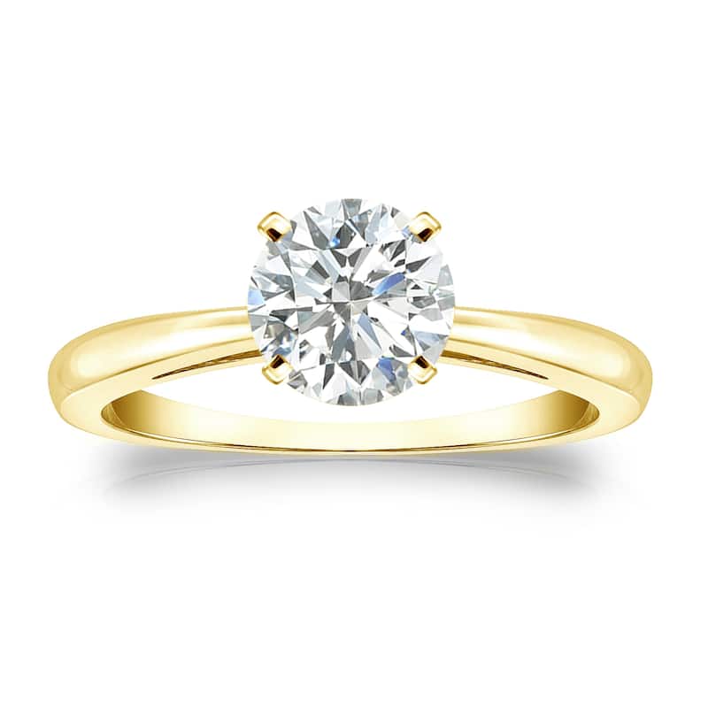 Auriya 14k Gold 1ctw Solitaire Diamond Engagement Ring Certified (G-H, SI2-I1) - Yellow - 9.5