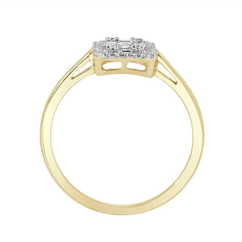 Auriya 14k Gold 1/4ctw Diamond Emerald Shape Halo Engagement Ring (H-I, I1-I2)