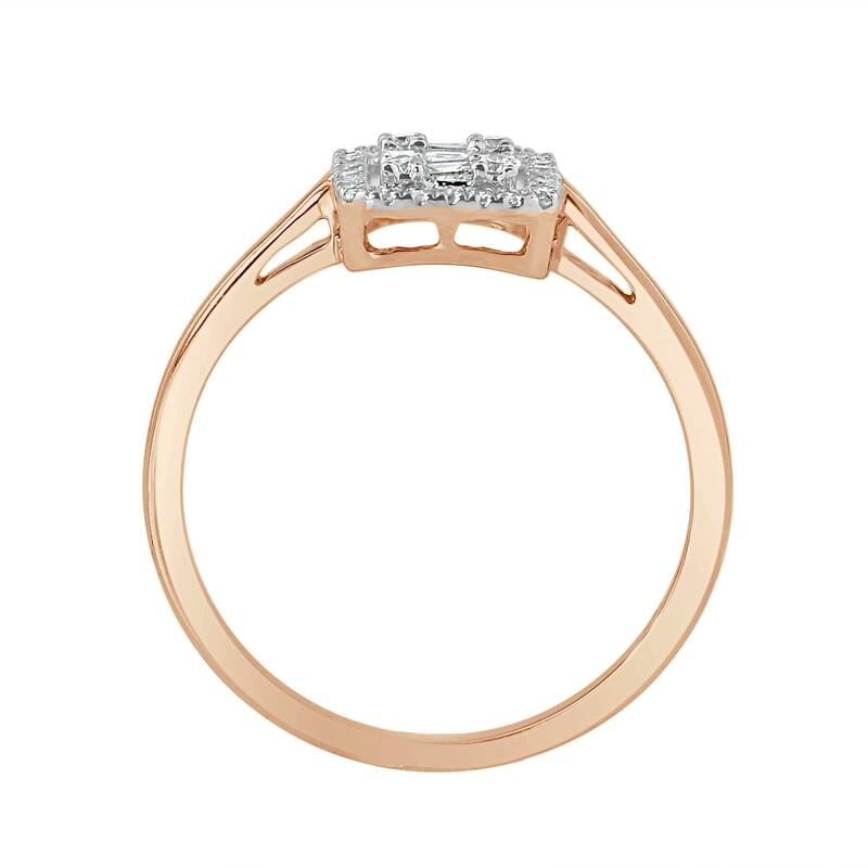 Auriya 14k Gold 1/4ctw Diamond Emerald Shape Halo Engagement Ring (H-I, I1-I2)