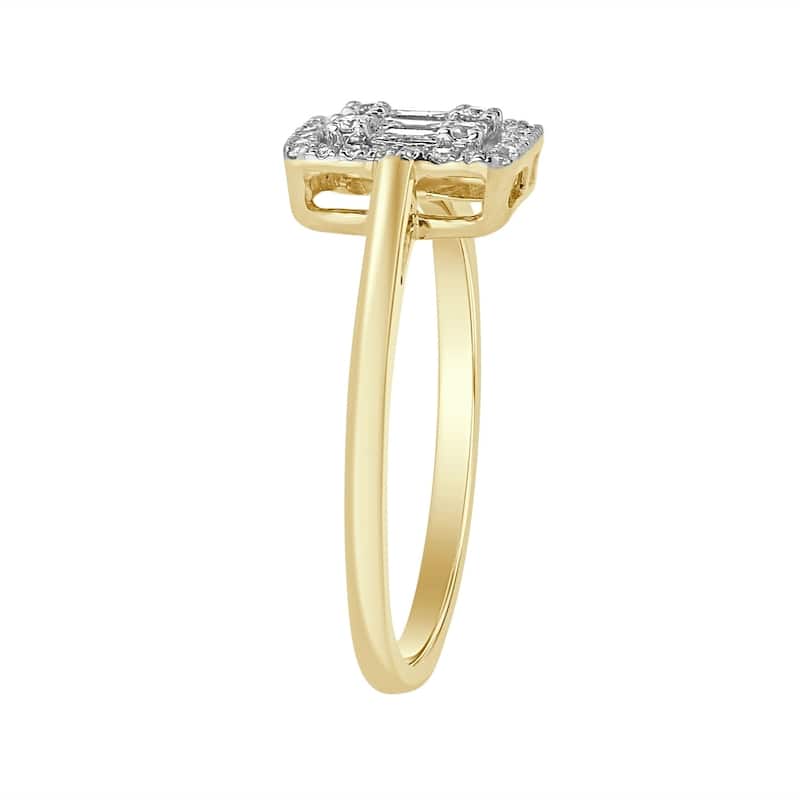 Auriya 14k Gold 1/4ctw Diamond Emerald Shape Halo Engagement Ring (H-I, I1-I2)