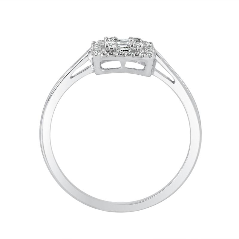 Auriya 14k Gold 1/4ctw Diamond Emerald Shape Halo Engagement Ring (H-I, I1-I2)