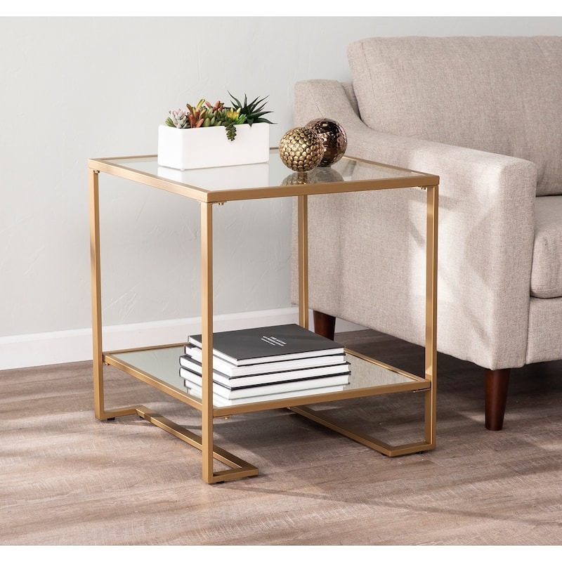 SEI Furniture Harlie Glam Gold Metal End Table