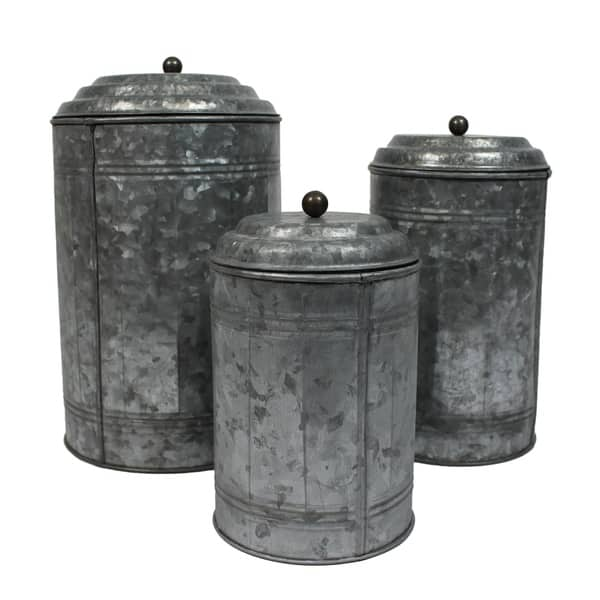 Stylish White & Black Farmhouse Kitchen Canister Set of 3