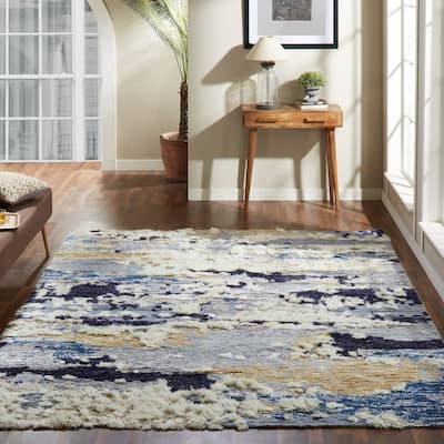 The Curated Nomad Tolledo Blue Tones Shag Area Rug