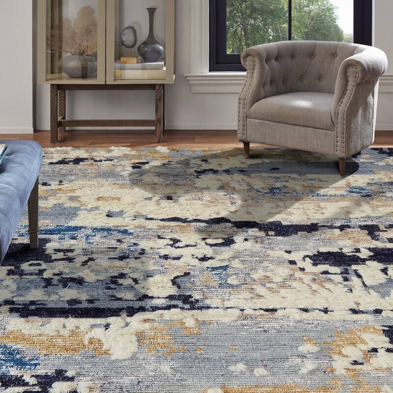 The Curated Nomad Tolledo Blue Tones Shag Area Rug