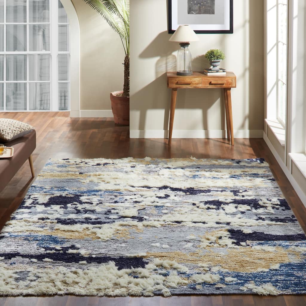 The Curated Nomad Tolledo Blue Tones Shag Area Rug