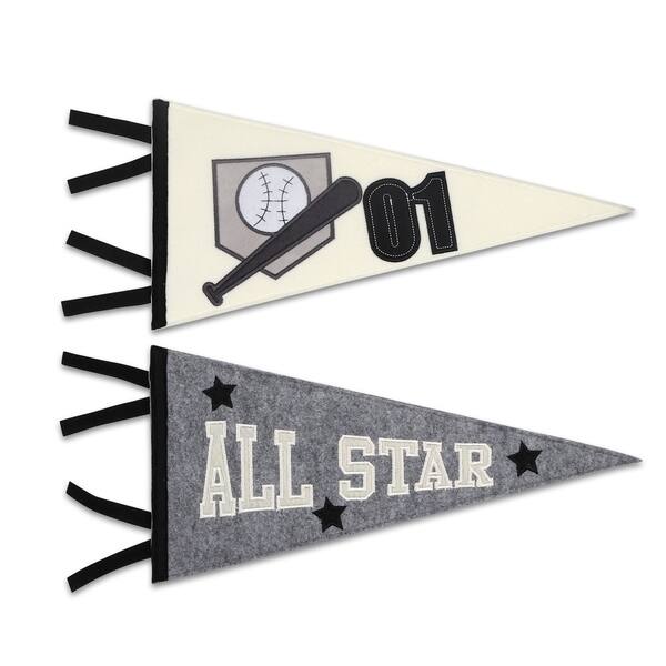 slide 1 of 1, Sports League 2-Piece Felt Pennants Wall Decor by The Peanutshell - N/A