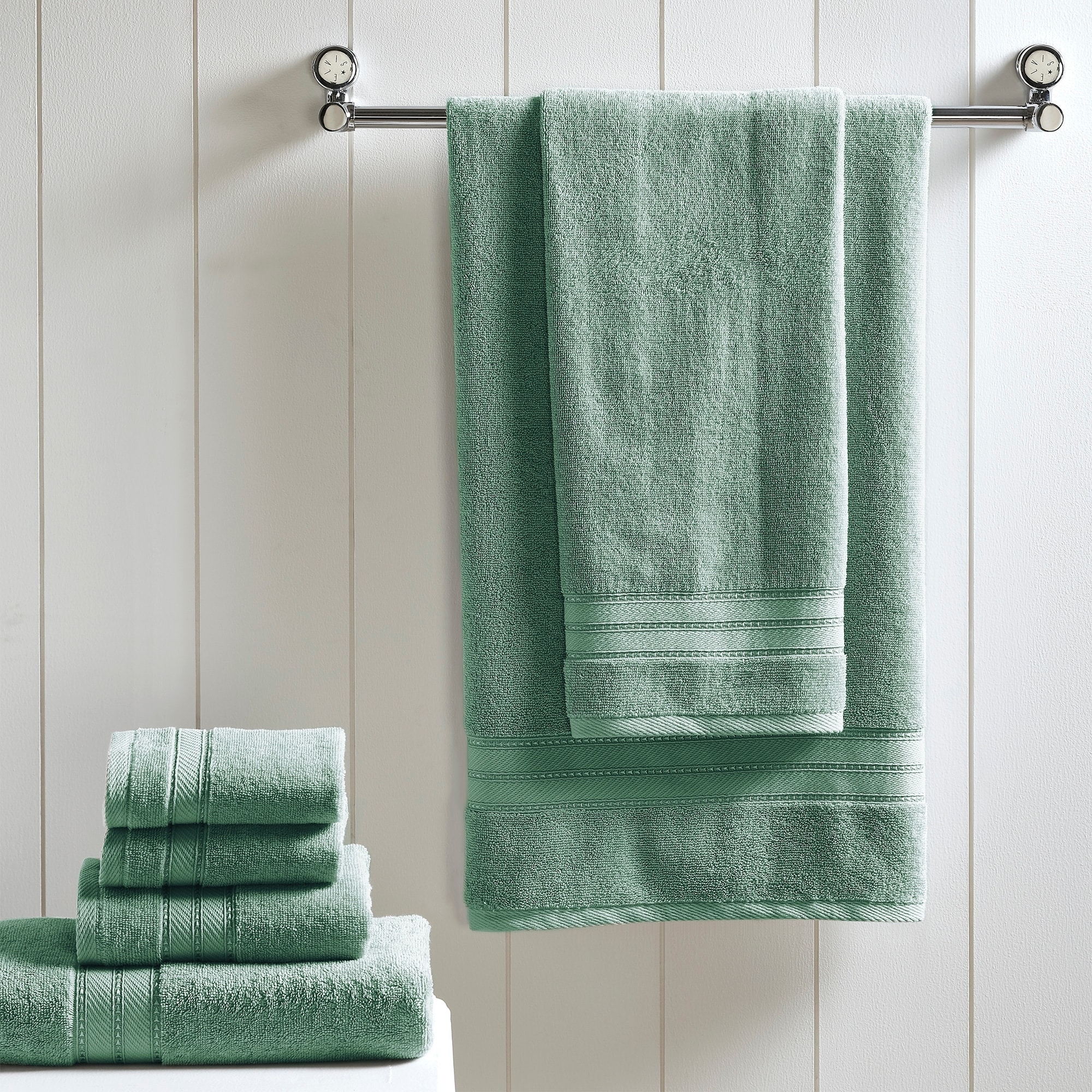 Nestwell 6 Pc Towel Set (Color: Green) - Dutch Goat