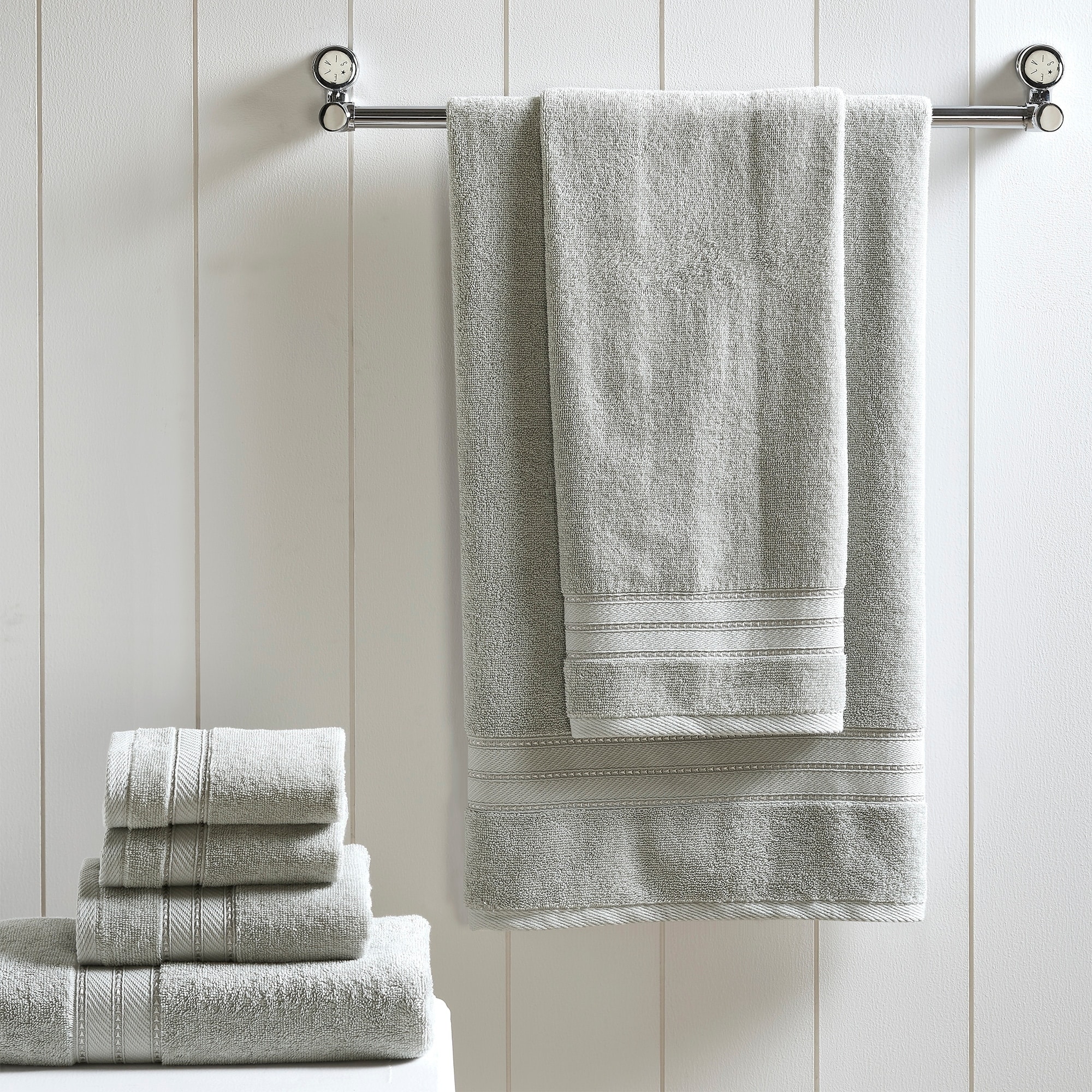 .com: LOFT by Loftex Hempstead Towel Set, 6-Pc, Frost : Home