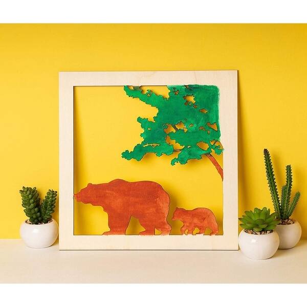 Shop 2 Piece Unfinished Wooden Bear Cutout Wall Art Decor For