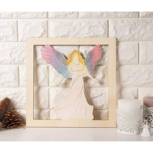 Shop 2 Piece Unfinished Wooden Angel Cutout Wall Art Decor For