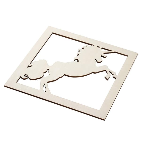 2Piece Unfinished Wooden Unicorn Cutout, Wall Art Decor for DIY