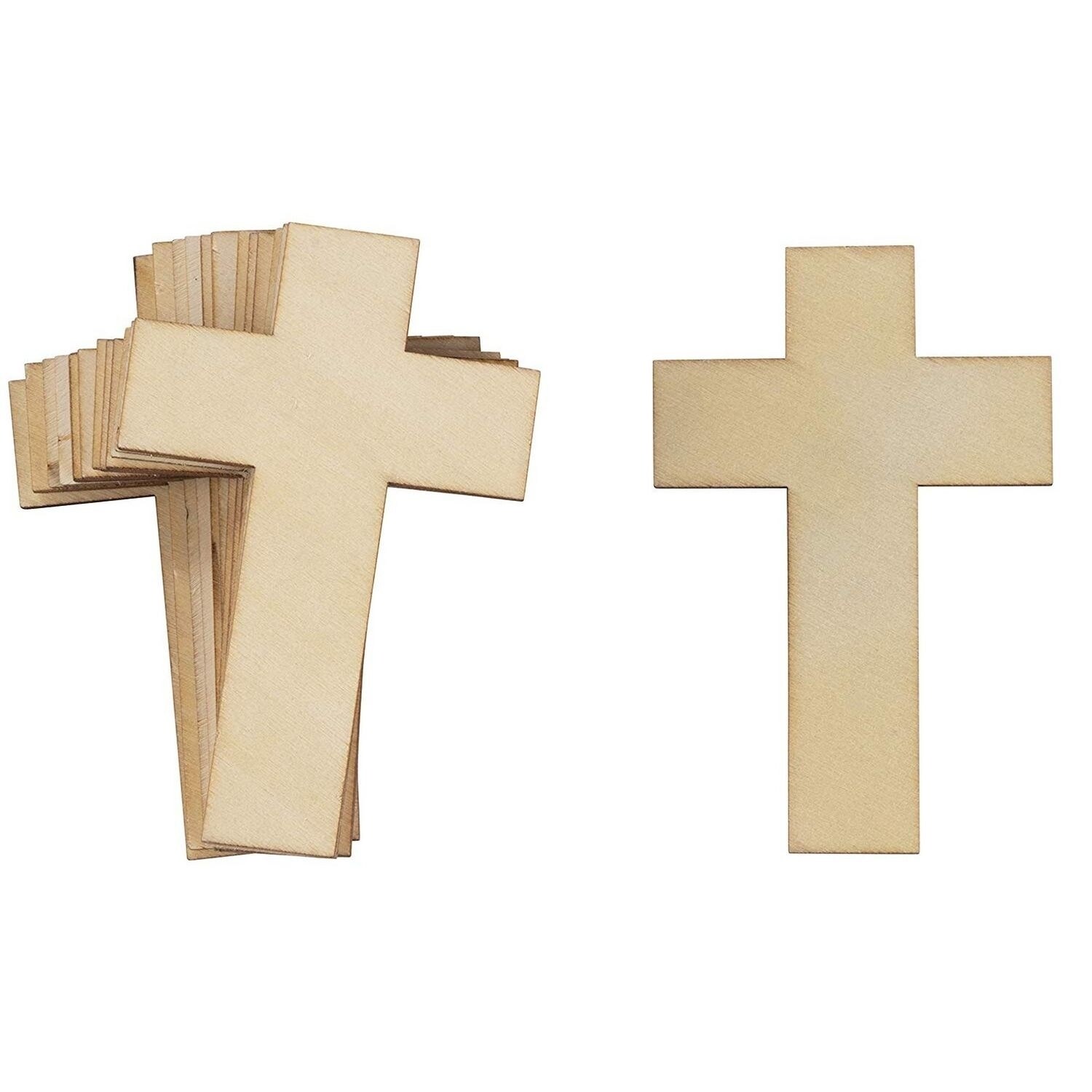 25-Pack Unfinished Wood Cross Shaped Cutout for Wooden Craft DIY
