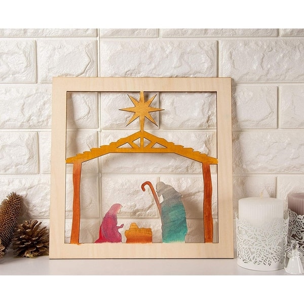 Shop 2 Piece Unfinished Wooden Nativity Scene Cutout Christmas