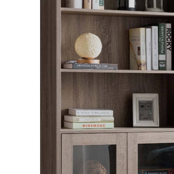 Shop Wooden Book Cabinet With Three Display Shelves And Two Glass