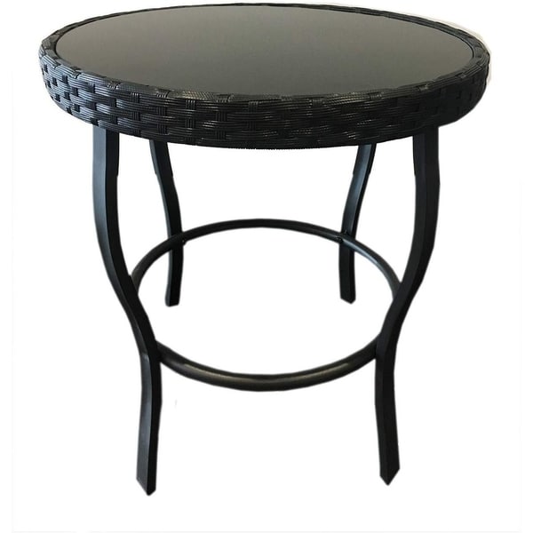 Shop Solaura Furniture Outdoor Patio Black Wicker Coffee Table - On