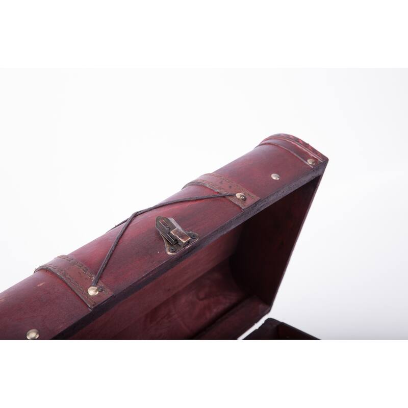 Pirate Style Cherry Vintage Wooden Luggage with X Design - Red