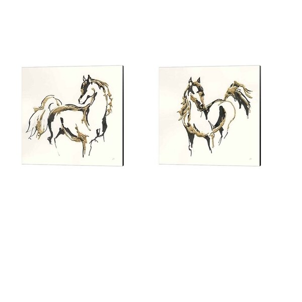 Chris Paschke 'Golden Horse' Canvas Art (Set of 2)