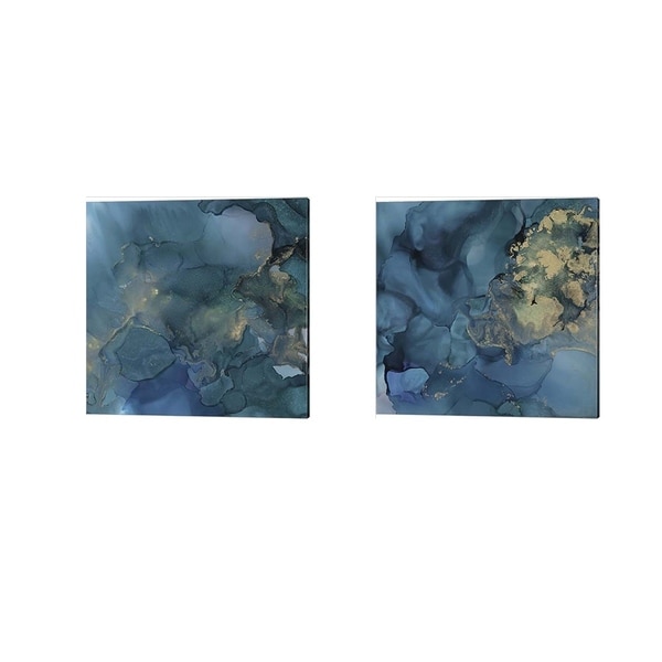 Victoria Borges 'Aquamarine Drift' Canvas Art (Set of 2)