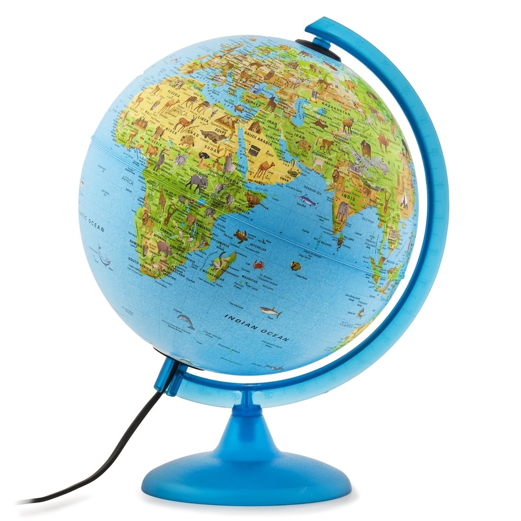 Waypoint Geographic Safari Explorer Animals Blue 10-inch Illuminated Desktop Globe - 10.5"x10"x14"