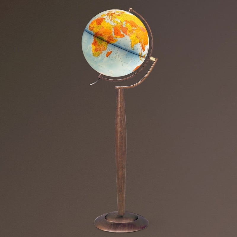 Waypoint Geographic Lyon Blue 15-inch Illuminated Floor Standing Globe - 16.5"x15"x43.7"