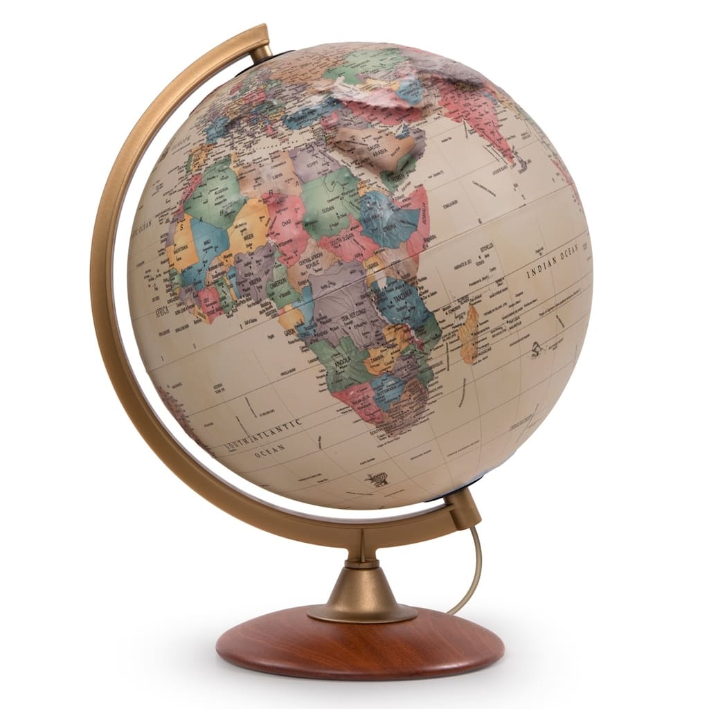 Waypoint Geographic Colombo Raised Relief 12-inch Illuminated Desktop Globe - 13"x12"x15.70"
