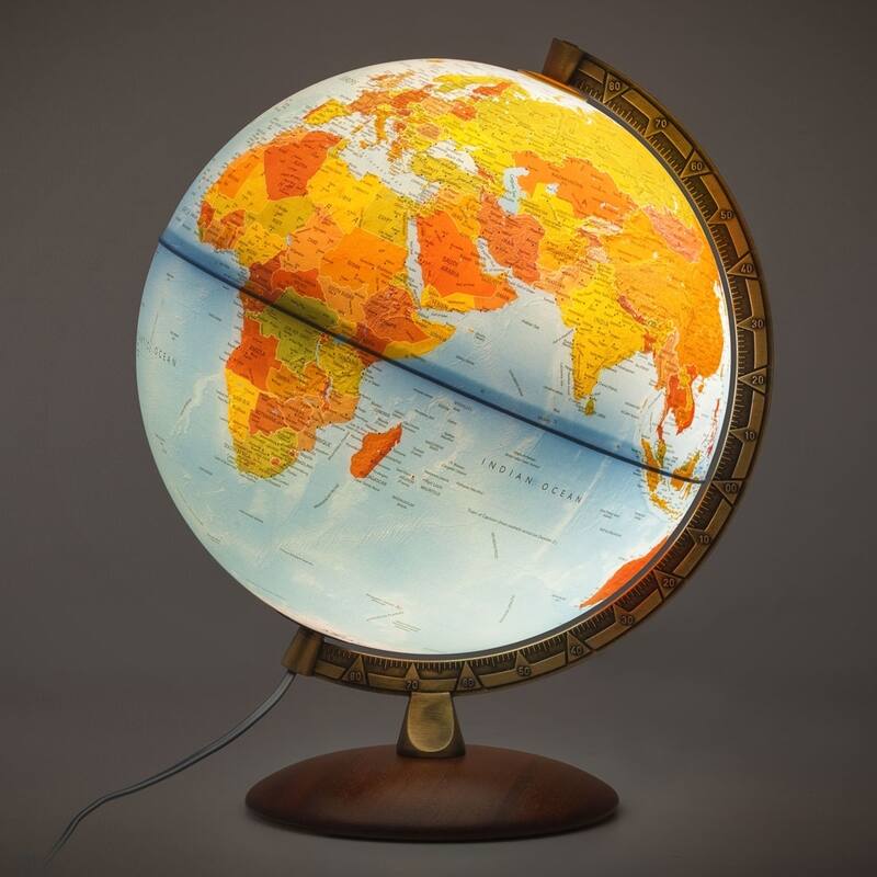 Waypoint Geographic Lugano 12-inch Illuminated Desktop Globe - 13"x12"x15"