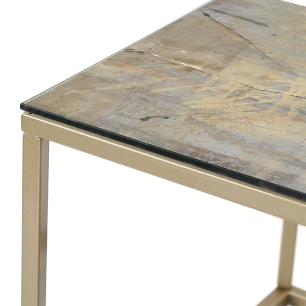 Shop Designart Geometric Cream Block Iii Metal Transitional