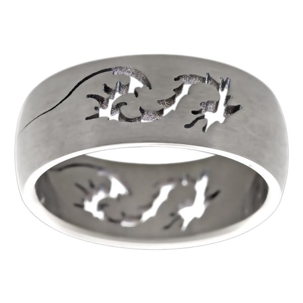 Men's Titanium Band with Cut out Dragon Design (8 mm) Men's Rings