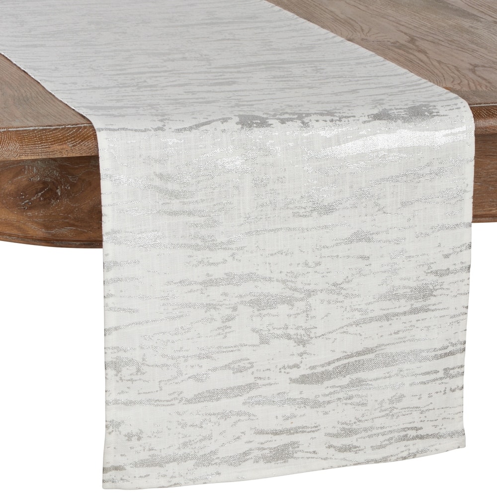 Artistic Wood Grain Metallic Cotton Table Runner