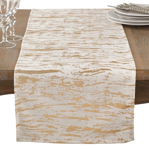 Artistic Wood Grain Metallic Cotton Table Runner