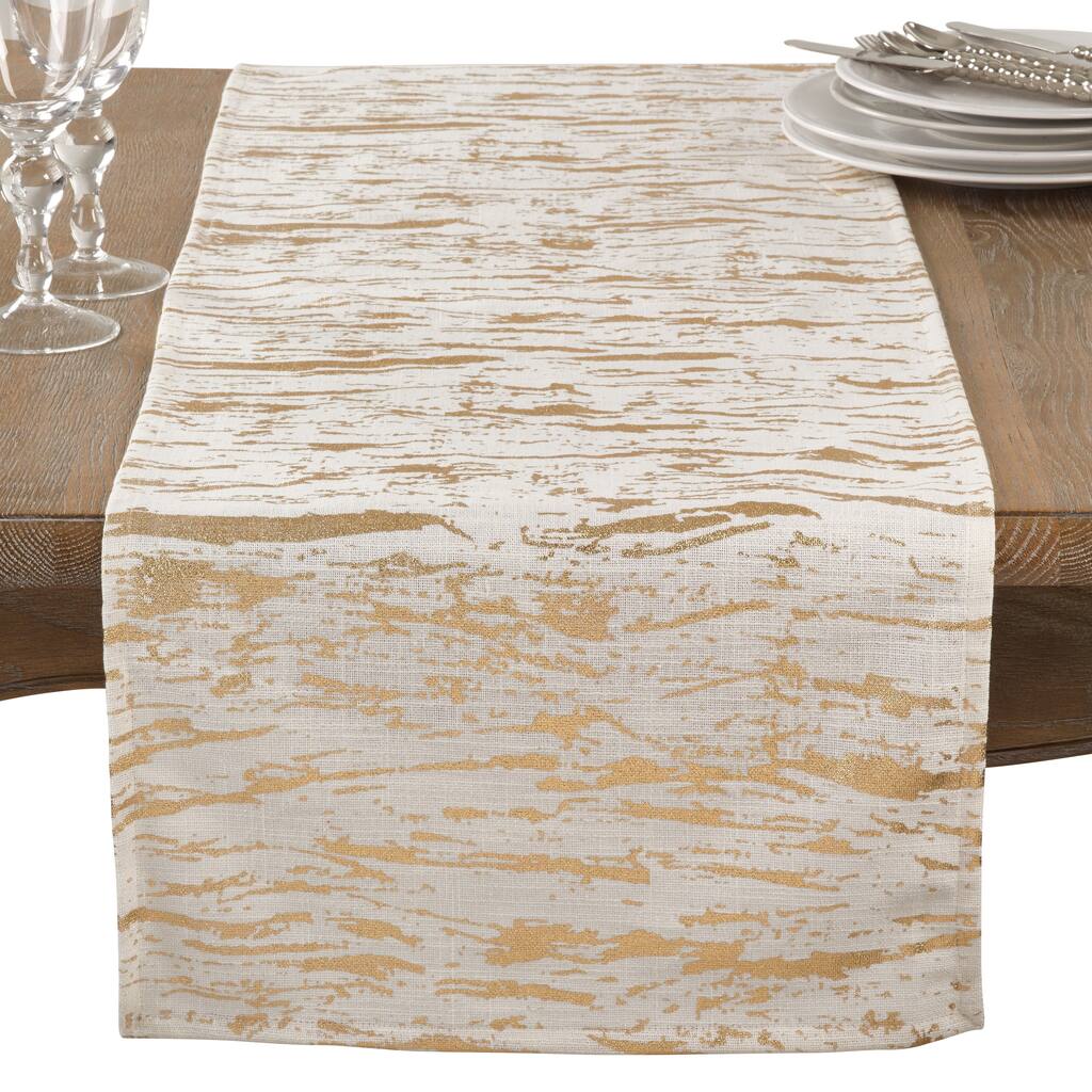 Artistic Wood Grain Metallic Cotton Table Runner