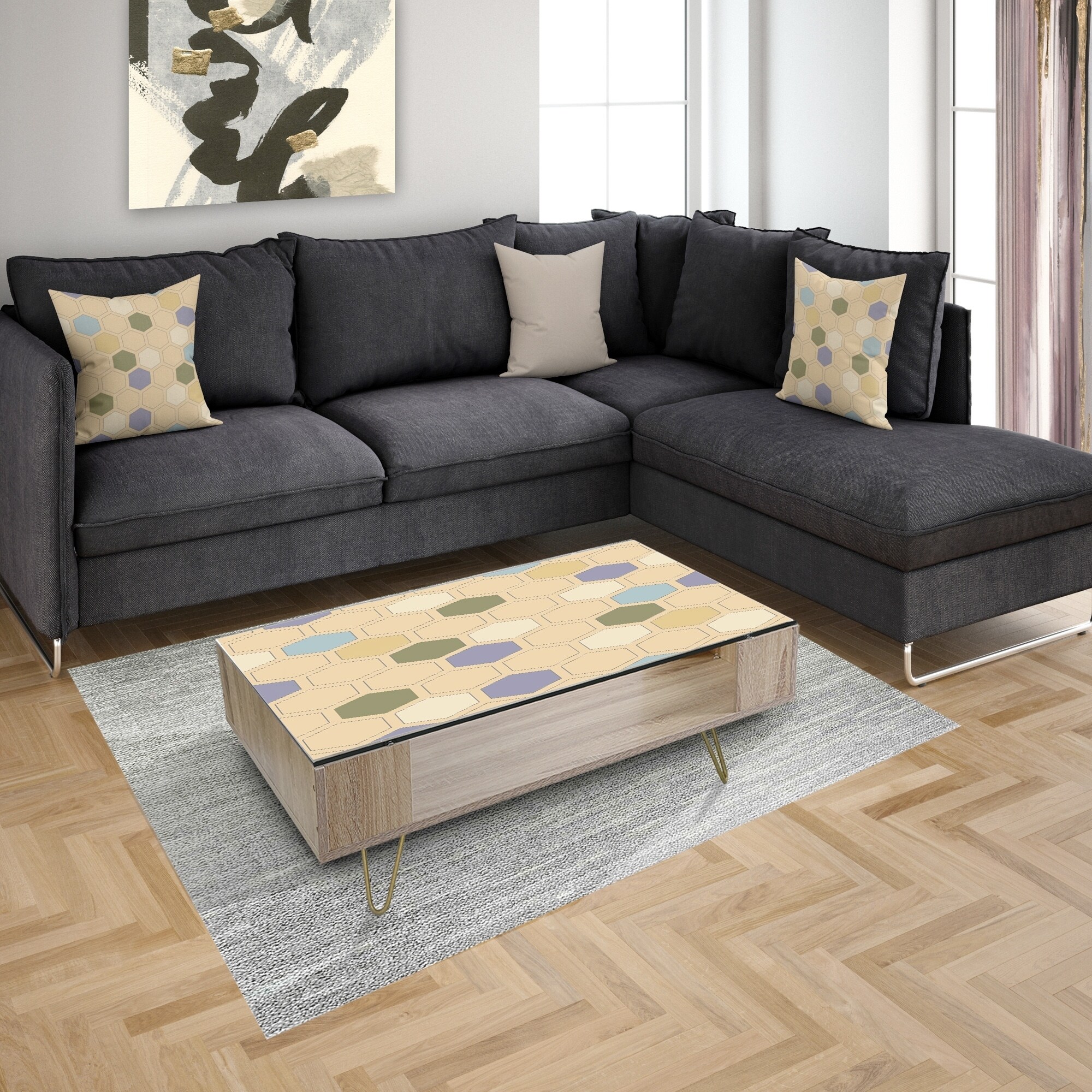 Shop Designart Retro Hexagon Patternx Glam Coffee Table Overstock 29610806