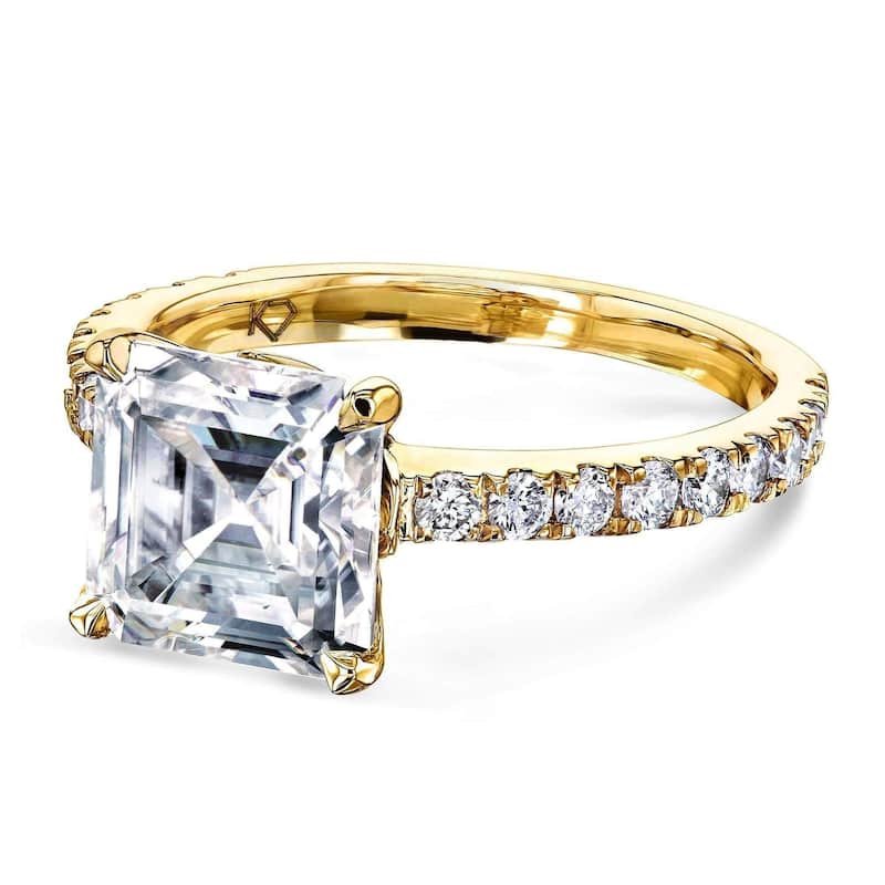 Annello by Kobelli 2 2/3ct TGW Asscher Moissanite and Diamond Tulip Head Engagement Ring in 14k Gold (HI/VS, GH/I)