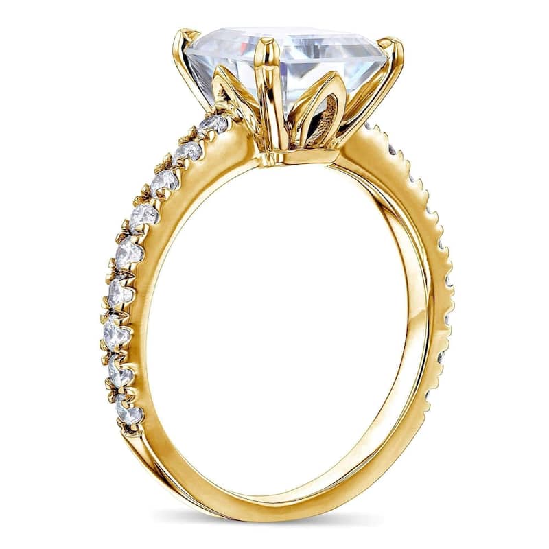 Annello by Kobelli 2 2/3ct TGW Asscher Moissanite and Diamond Tulip Head Engagement Ring in 14k Gold (HI/VS, GH/I)