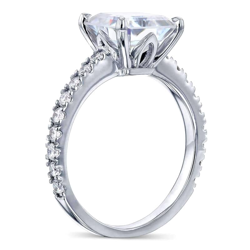 Annello by Kobelli 2 2/3ct TGW Asscher Moissanite and Diamond Tulip Head Engagement Ring in 14k Gold (HI/VS, GH/I)