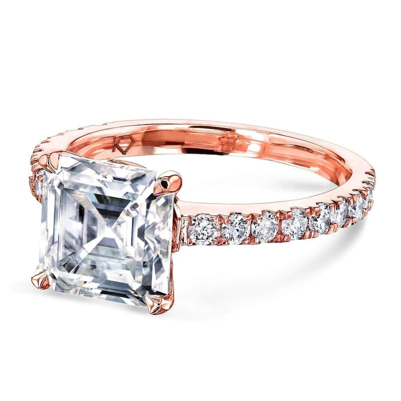 Annello by Kobelli 2 2/3ct TGW Asscher Moissanite and Diamond Tulip Head Engagement Ring in 14k Gold (HI/VS, GH/I)