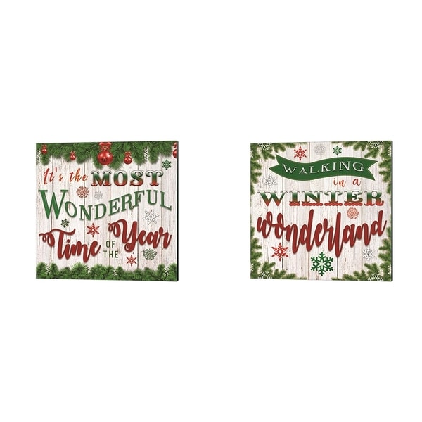 Bluebird Barn 'It's the Most Wonderful Time of the Year & Walking in a Winter Wonderland' Canvas Art (Set of 2)