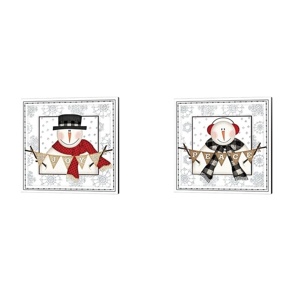 Jennifer Pugh 'Joy Snowman & Peace Snowman B' Canvas Art (Set of 2)
