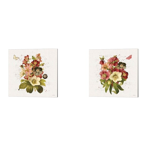 Katie Pertiet 'Vintage Petals A' Canvas Art (Set of 2)
