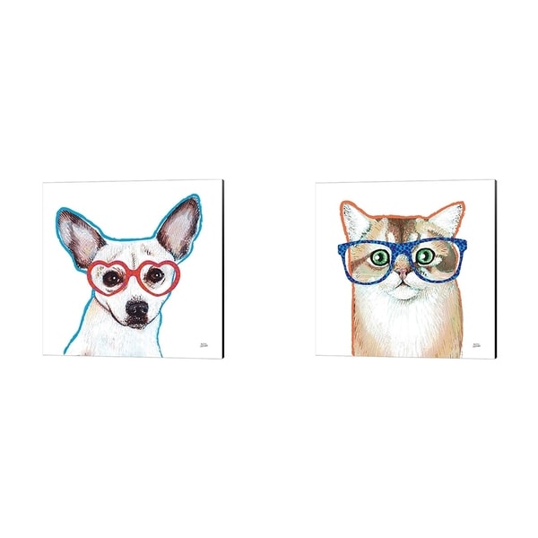 Melissa Averinos 'Bespectacled Pet B' Canvas Art (Set of 2)